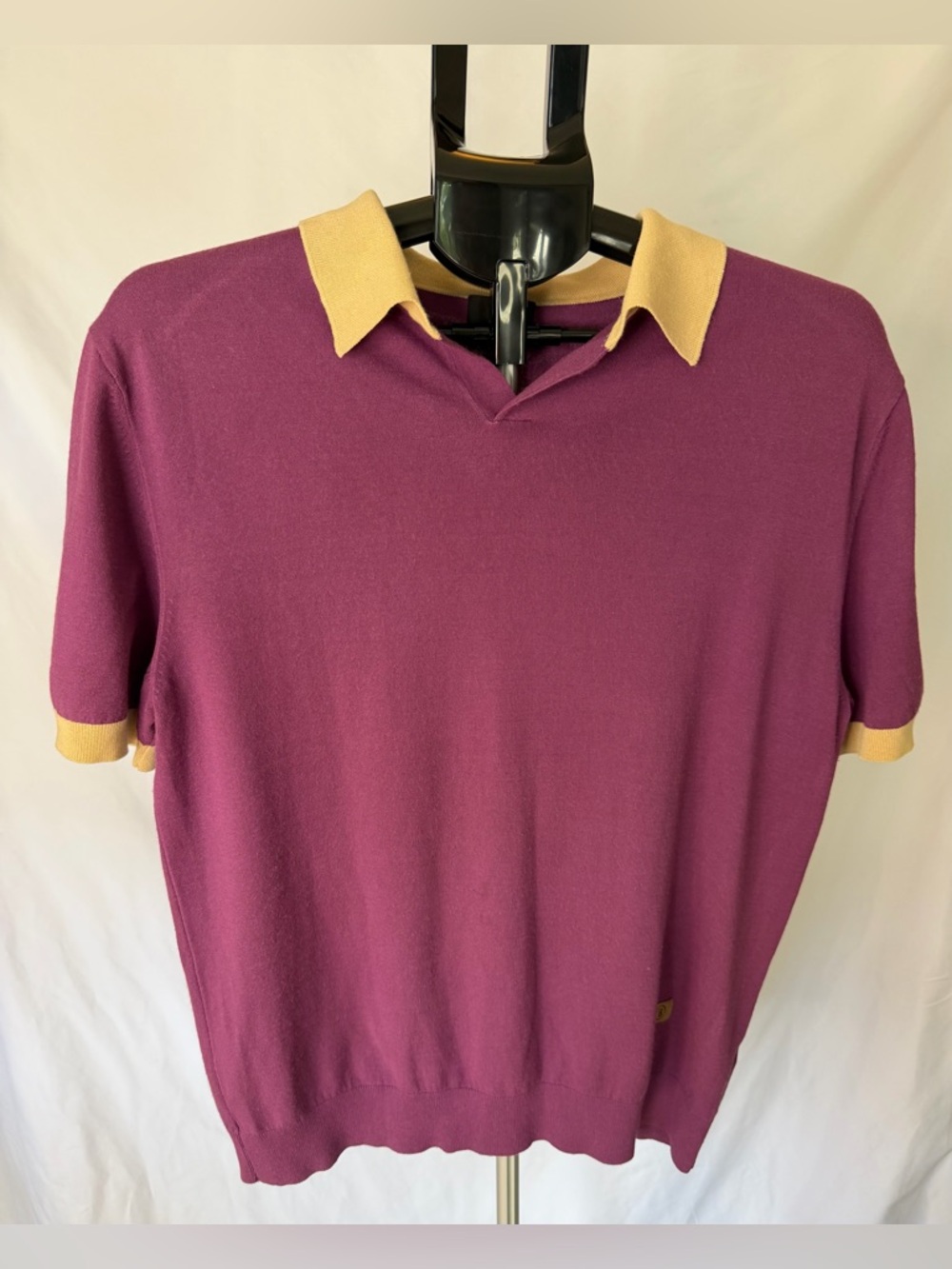 Bogner Vintage Knit Polo Sweater Raspberry Contrast Collar Men’s Medium IT 48